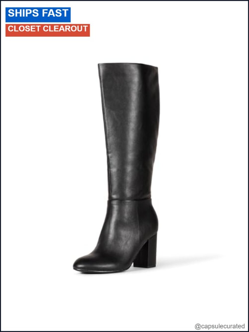 Tall Heel Boots with Memory Foam Insole Knee High Faux Leather Women's